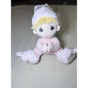 PRECIOUS MOMENTS Pink Praying Baby Girl Doll Lovey Stuffed Plush Toy 9" (B24)